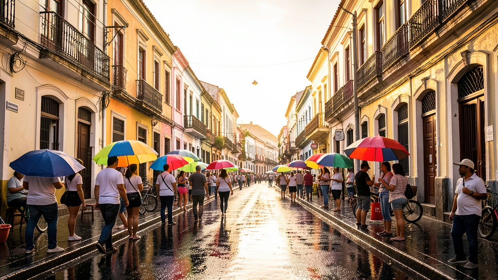 La calle de los paraguas convierte a Rosa María en destino turístico de Milagro