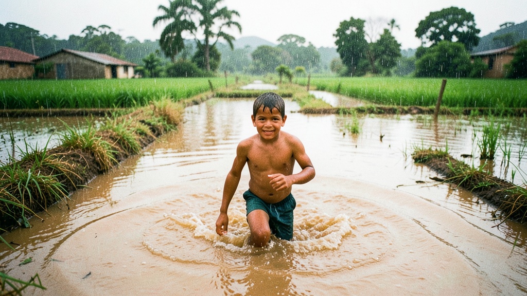 Anegamientos en Mapasingue Este: joven aprovecha lluvia para nadar y viraliza imagen