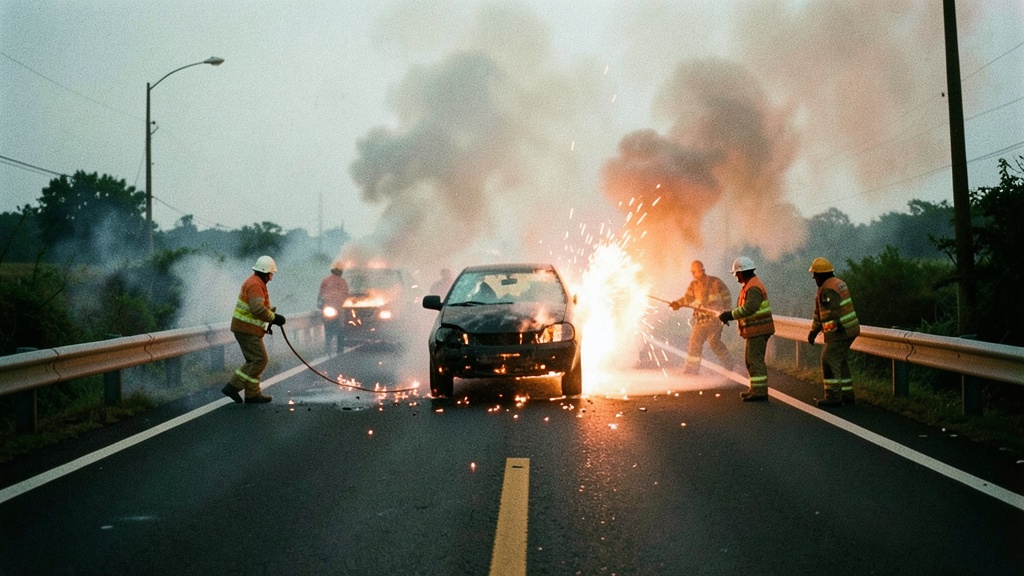 Incendio vehicular en Simón Bolívar cerró carril sur-norte; evita accidentes