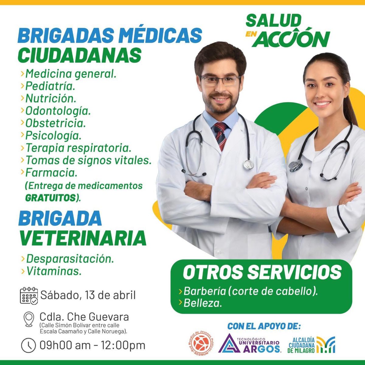 La Alcaldía de Milagro atiende salud en Che Guevara este sábado 13
