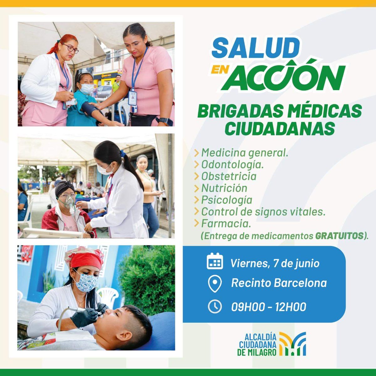 Juntas parroquiales de Milagro recibirán atención médica gratuita en Barcelona esta semana