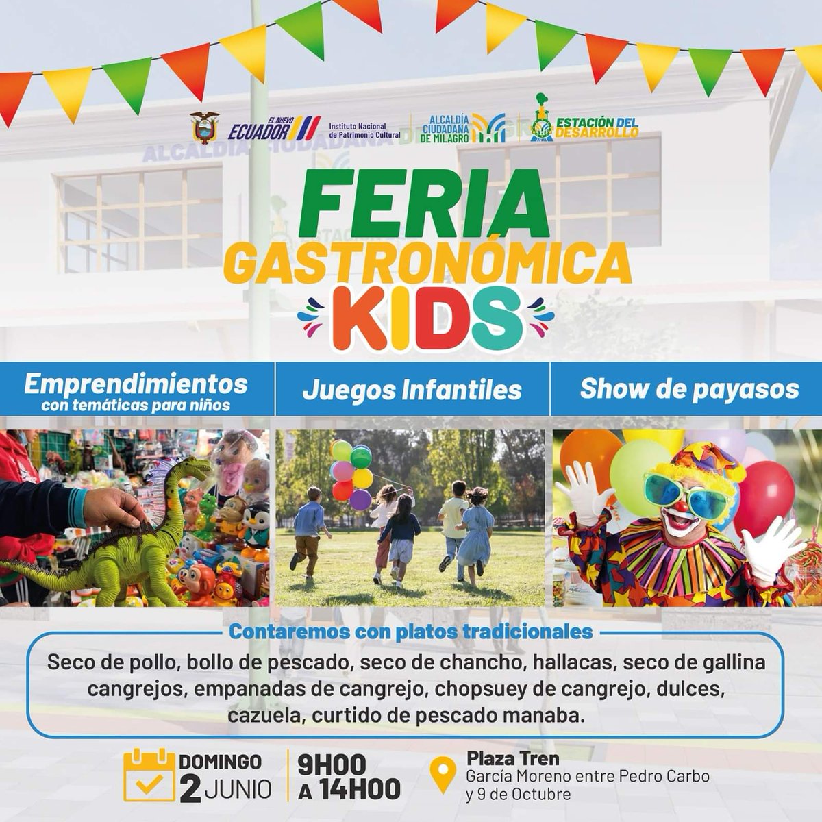 La Alcaldía de Milagro anuncia feria infantil para el 2 de junio con shows y gastronomía