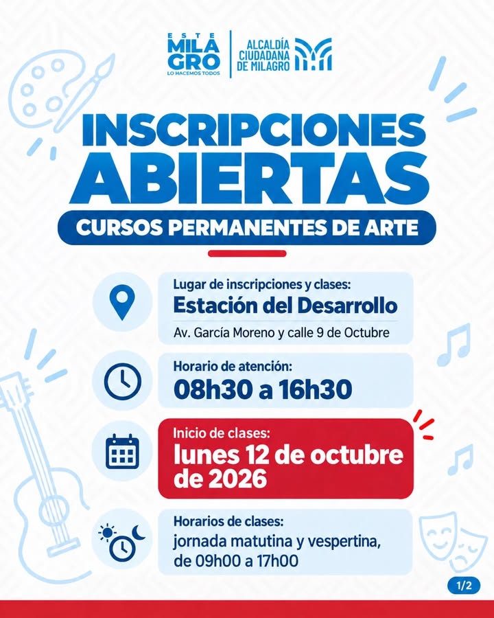 Inscripciones abiertas para Cursos Permanentes de Arte en Milagro