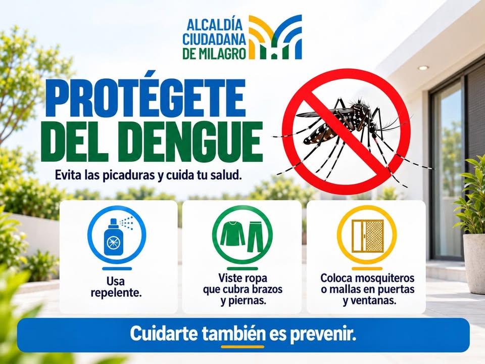 Municipio de Milagro alerta sobre prevención del dengue y recomienda medidas básicas